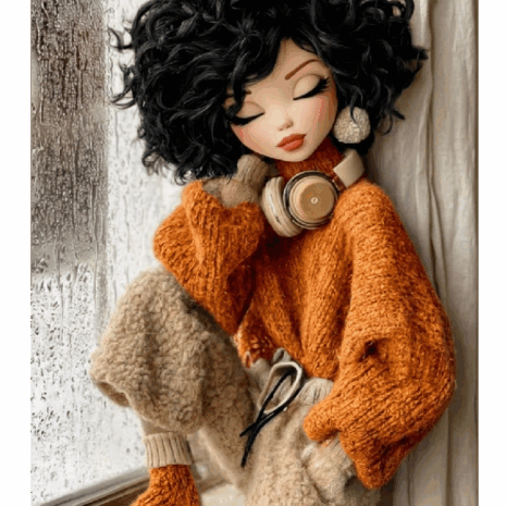 3D Patch สาวน้อยผมหยิก Cozy Vibes