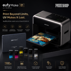 Set เครื่องพิมพ์ UV พื้นผิว 3 มิติ Eufy Make รุ่น E1+ชุดหมึกและตลับน้ำยาทำความสะอาด