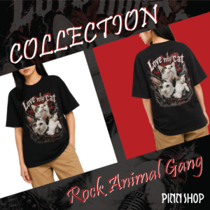 เสื้อยืดพิมพ์ลาย Rock Animal Gang สามารถ Custom เปลี่ยนเป็นรูปหน้าสัตว์เลี้ยงของเราได้