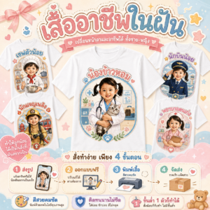 เสื้อยืดพิมพ์ลาย ลาย My Dream Job สามารถ Custom เปลี่ยนเป็นรูปของลูกเราได้